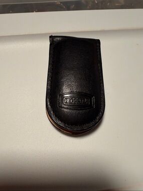 Fossil Black Leather Money Clip Holder